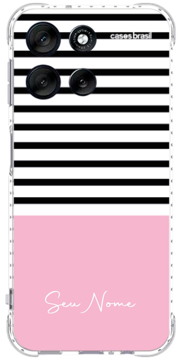Capinha para Celular Listras Base Rosa
