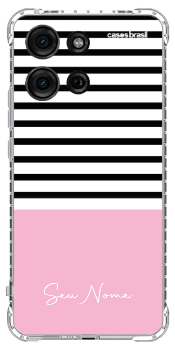 Capinha para Celular Listras Base Rosa