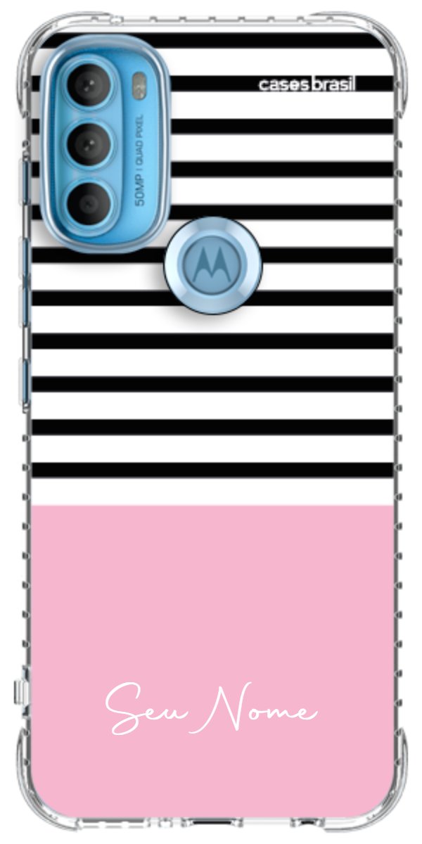 Capinha para Celular Listras Base Rosa