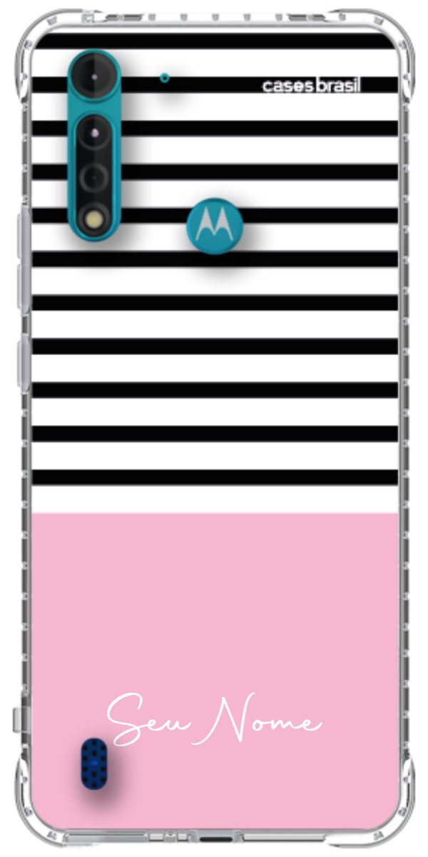 Capinha para Celular Listras Base Rosa
