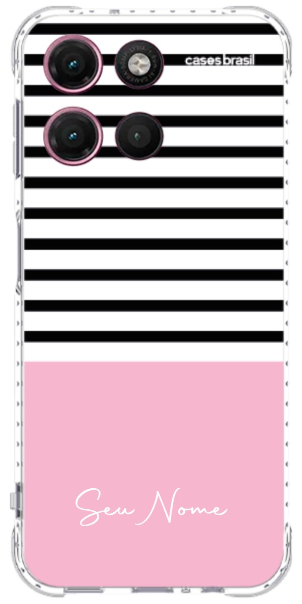 Capinha para Celular Listras Base Rosa