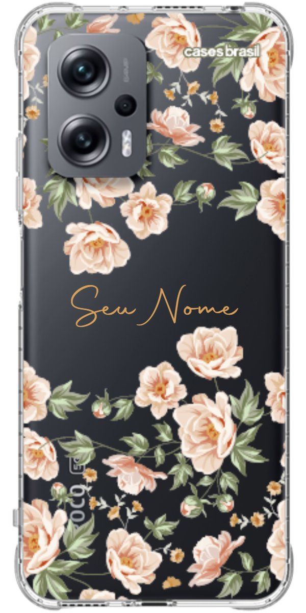 Capinha para Celular Flores Alaranjadas