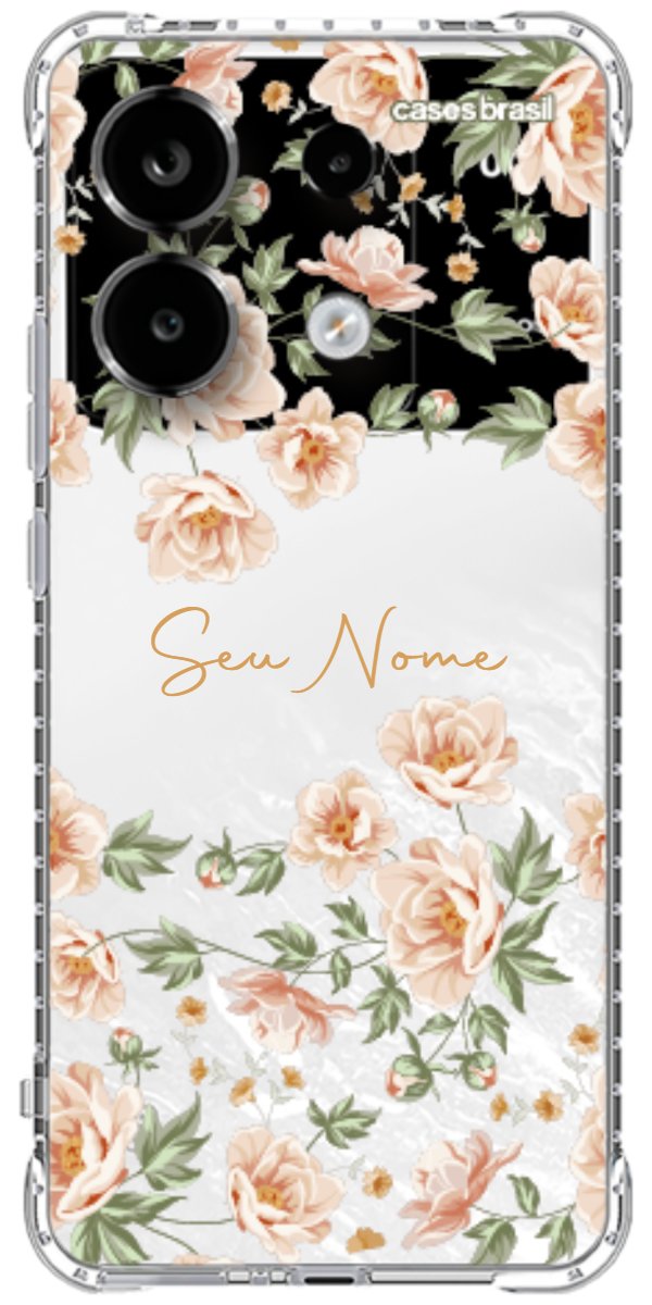 Capinha para Celular Flores Alaranjadas
