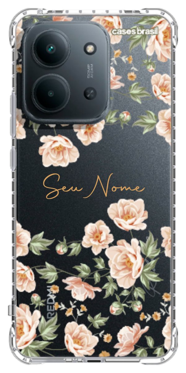Capinha para Celular Flores Alaranjadas