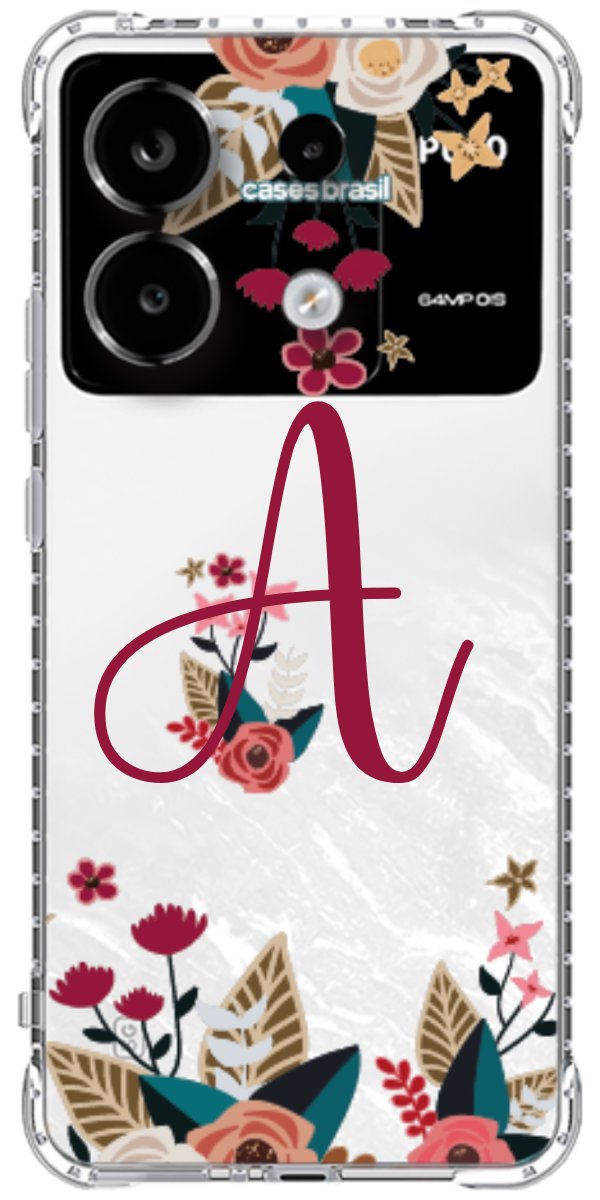 Capinha para Celular Flores com a Inicial