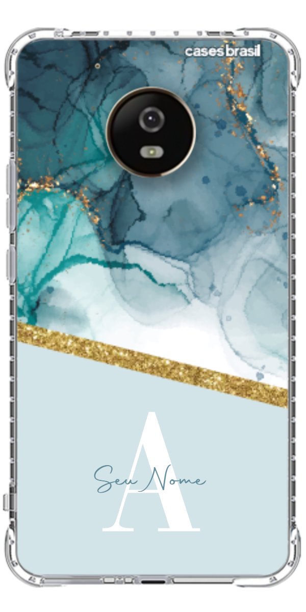 Capinha para Celular Mármore Aqua Dourada