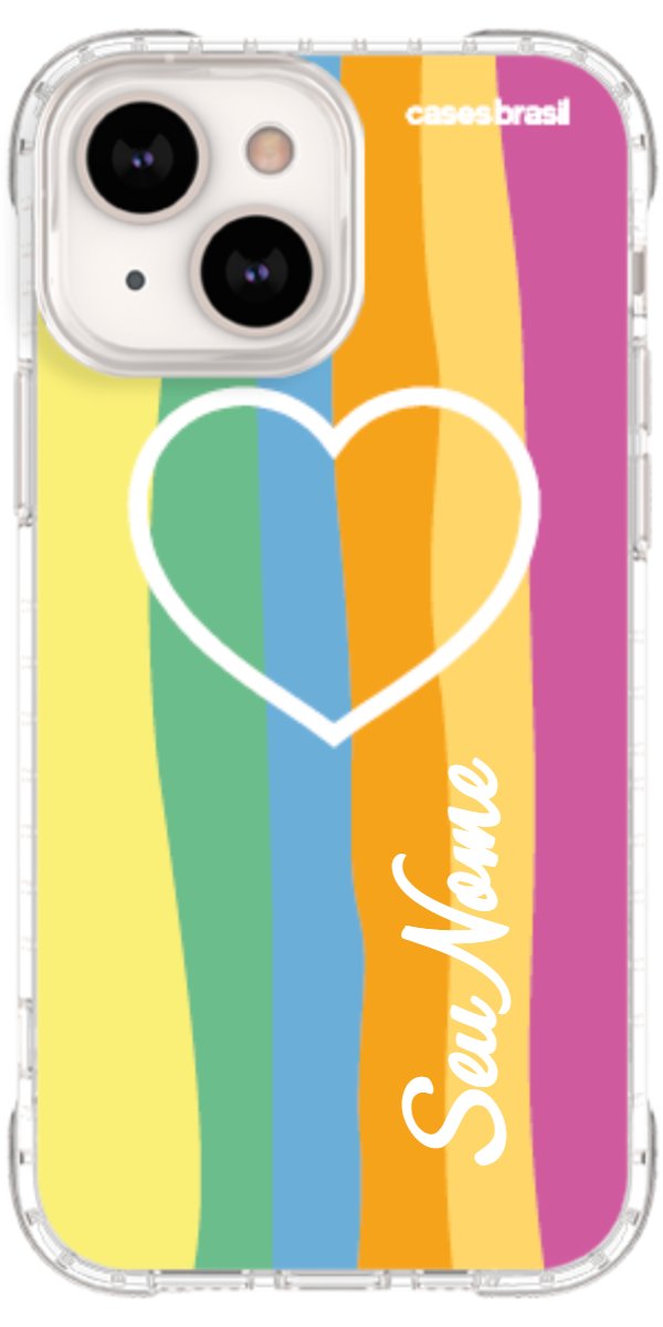 Capinha para Celular Coração delicado Arco-íris Vertical