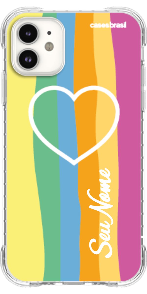 Capinha para Celular Coração delicado Arco-íris Vertical