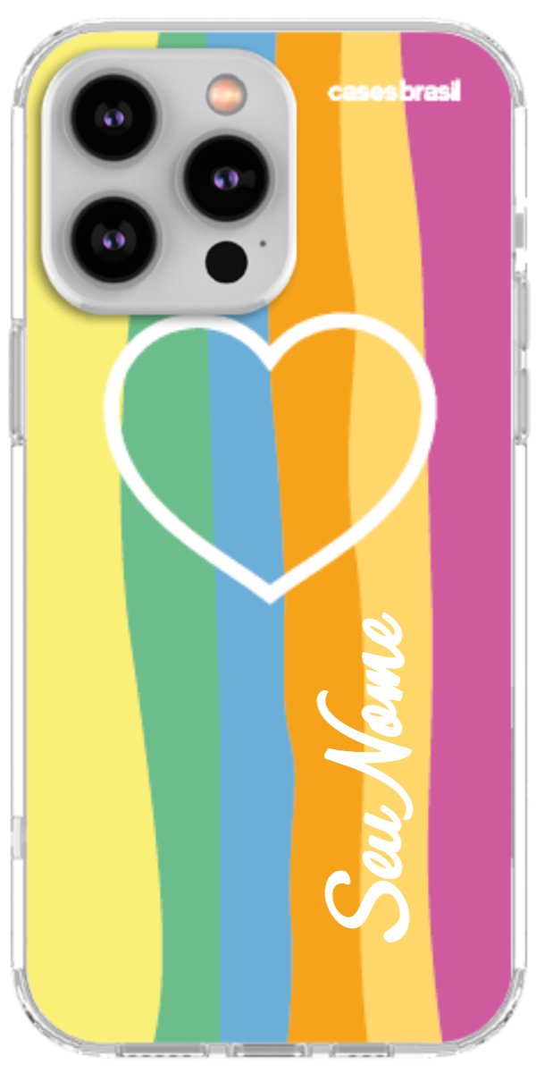 Capinha para Celular Coração delicado Arco-íris Vertical