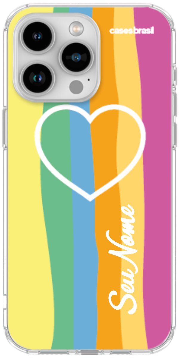 Capinha para Celular Coração delicado Arco-íris Vertical