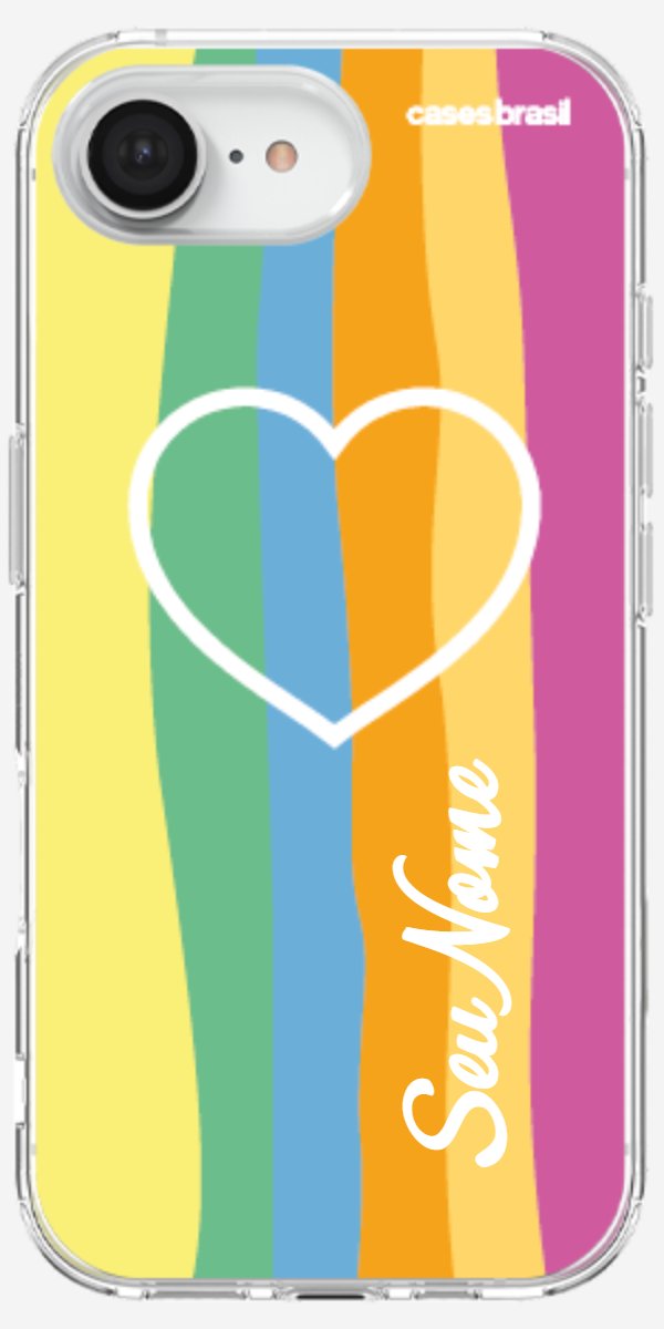 Capinha para Celular Coração delicado Arco-íris Vertical