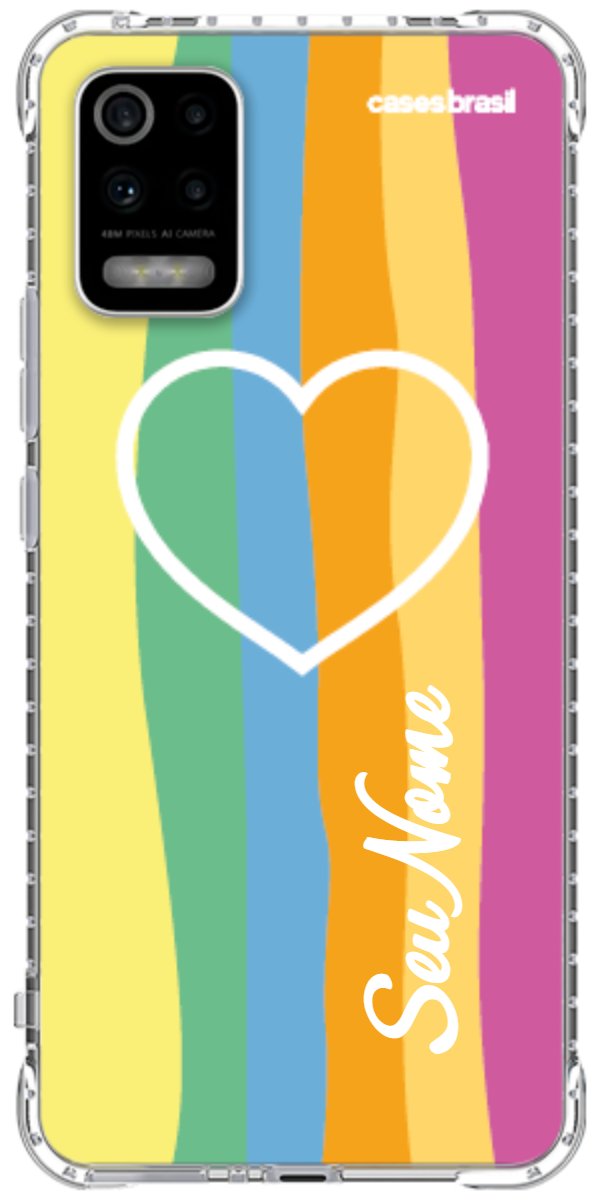 Capinha para Celular Coração delicado Arco-íris Vertical