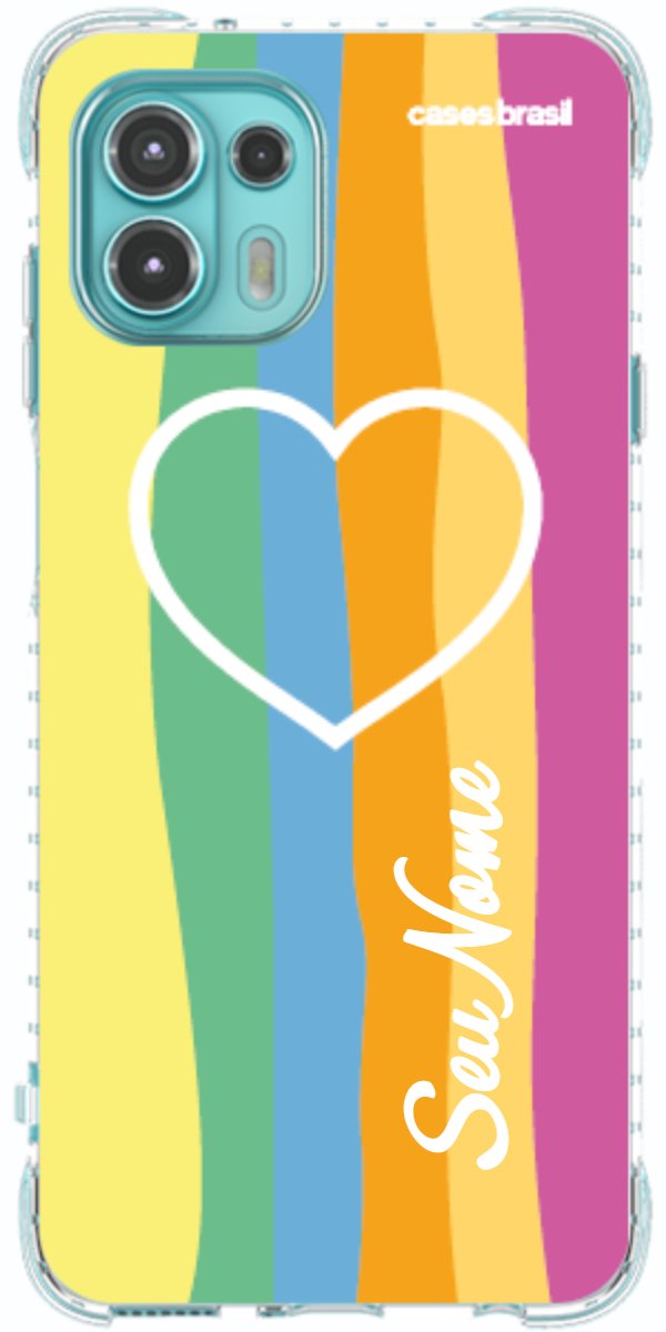 Capinha para Celular Coração delicado Arco-íris Vertical