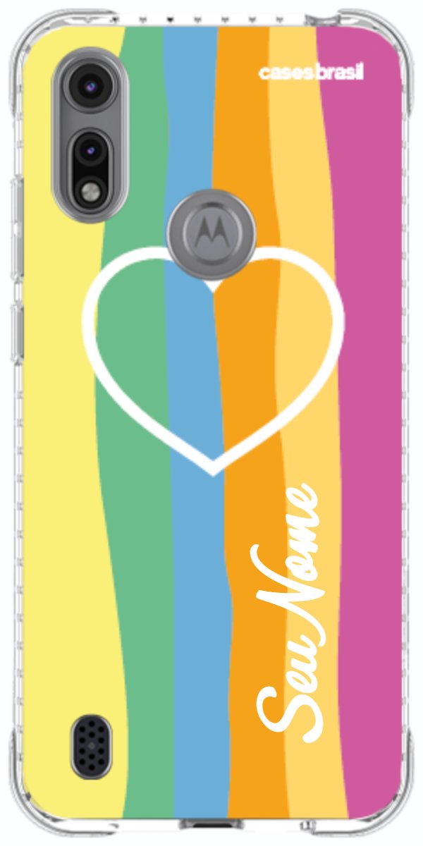 Capinha para Celular Coração delicado Arco-íris Vertical