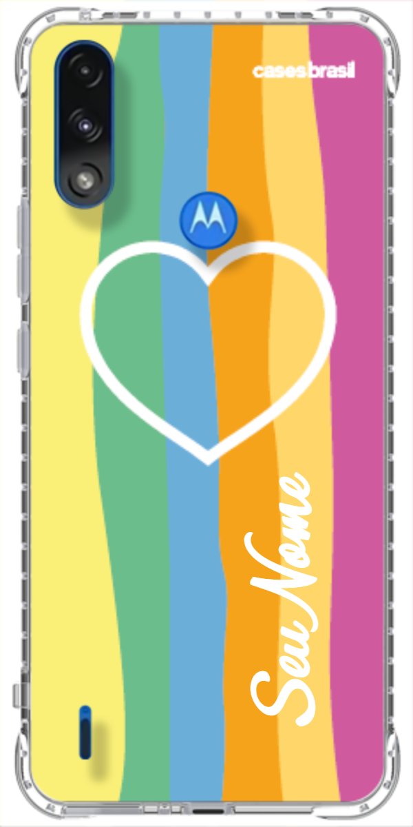 Capinha para Celular Coração delicado Arco-íris Vertical
