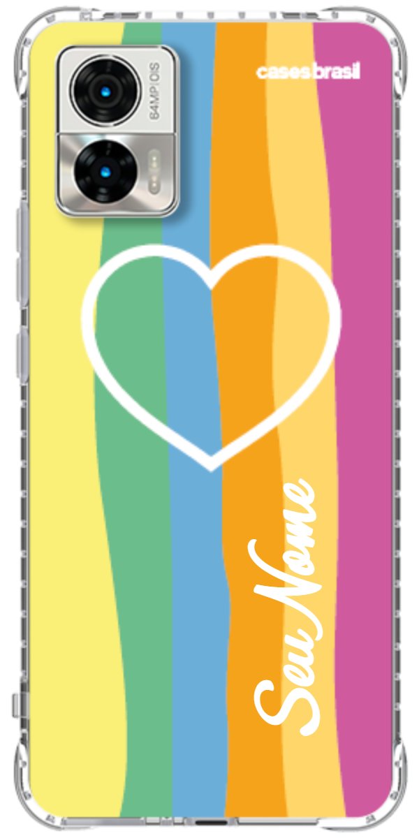 Capinha para Celular Coração delicado Arco-íris Vertical