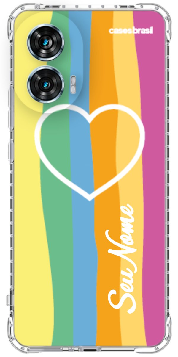 Capinha para Celular Coração delicado Arco-íris Vertical