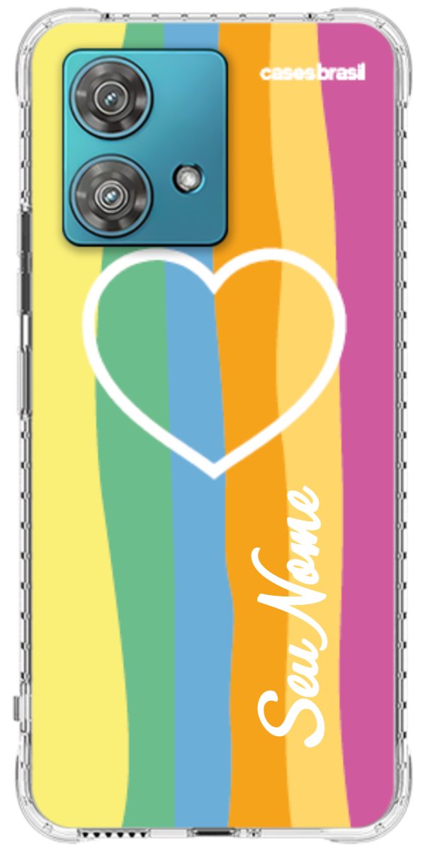 Capinha para Celular Coração delicado Arco-íris Vertical