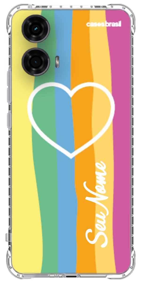 Capinha para Celular Coração delicado Arco-íris Vertical