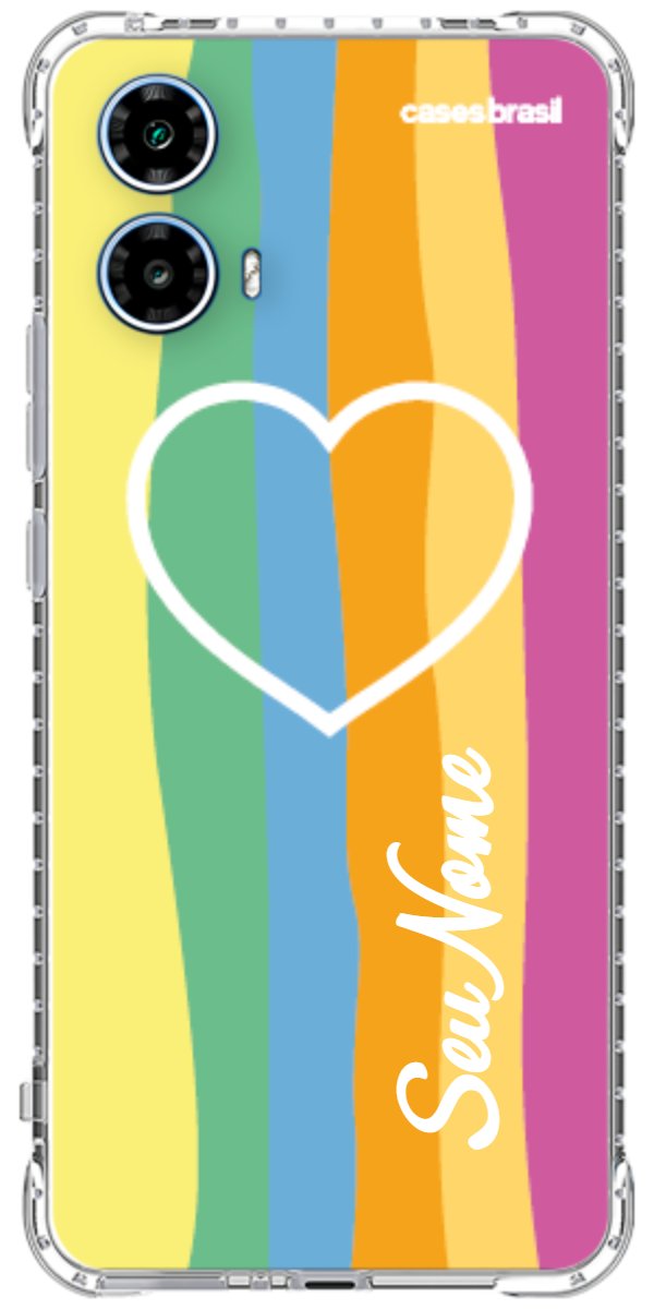 Capinha para Celular Coração delicado Arco-íris Vertical
