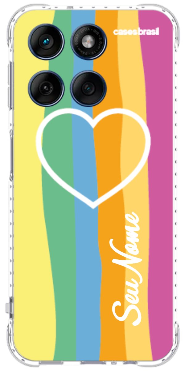 Capinha para Celular Coração delicado Arco-íris Vertical