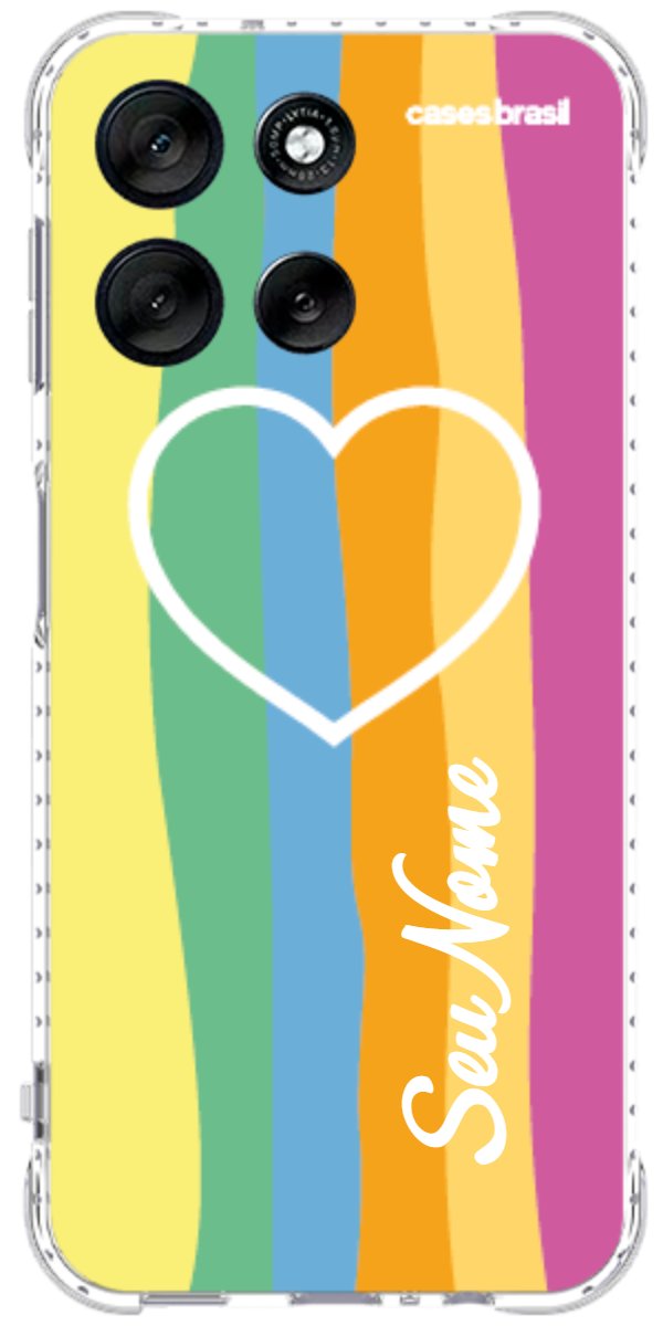 Capinha para Celular Coração delicado Arco-íris Vertical
