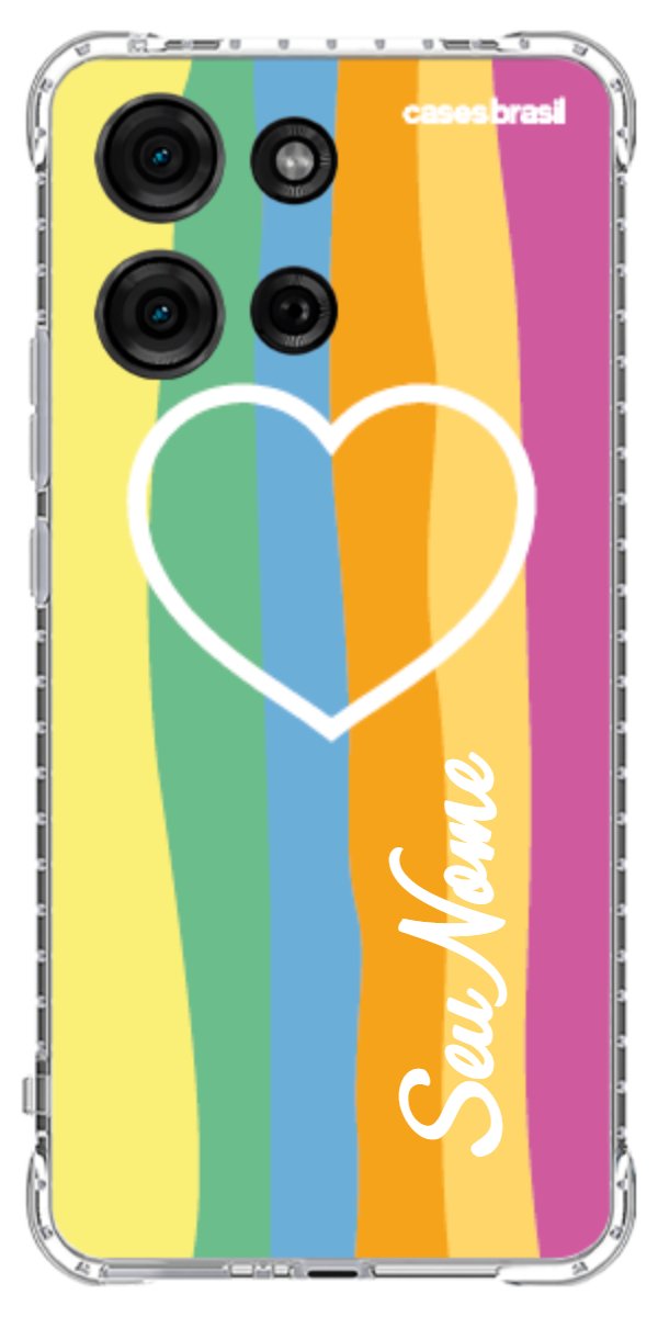 Capinha para Celular Coração delicado Arco-íris Vertical