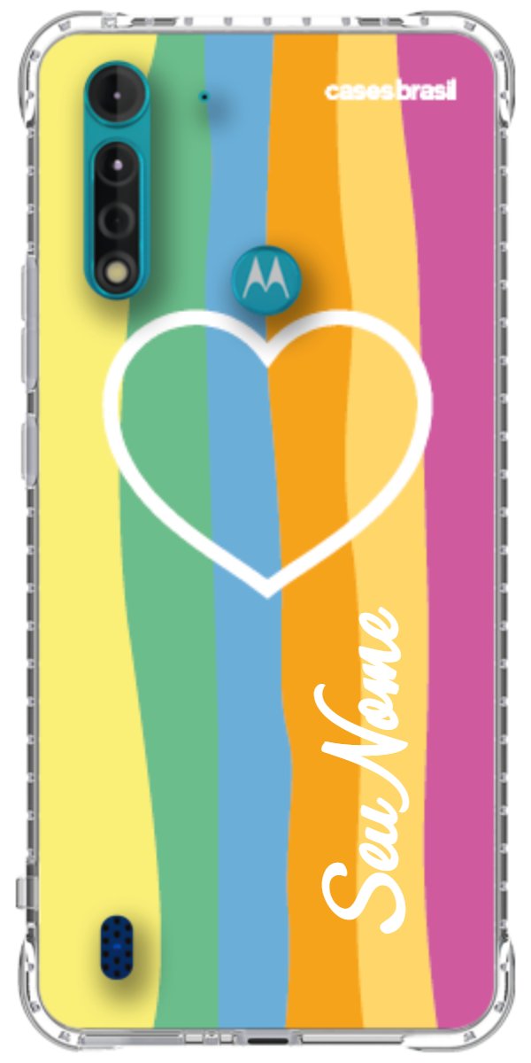 Capinha para Celular Coração delicado Arco-íris Vertical