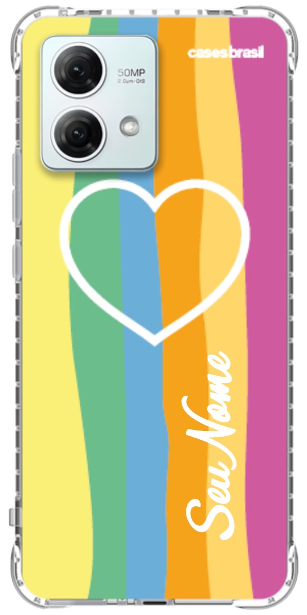 Capinha para Celular Coração delicado Arco-íris Vertical