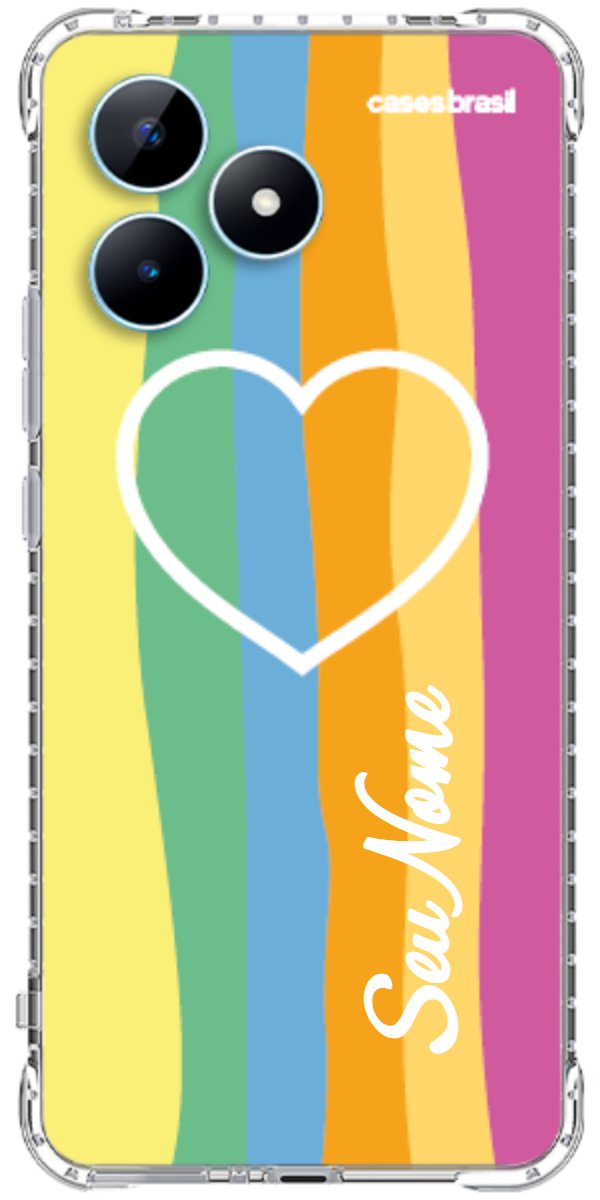 Capinha para Celular Coração delicado Arco-íris Vertical