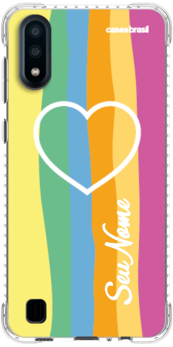 Capinha para Celular Coração delicado Arco-íris Vertical