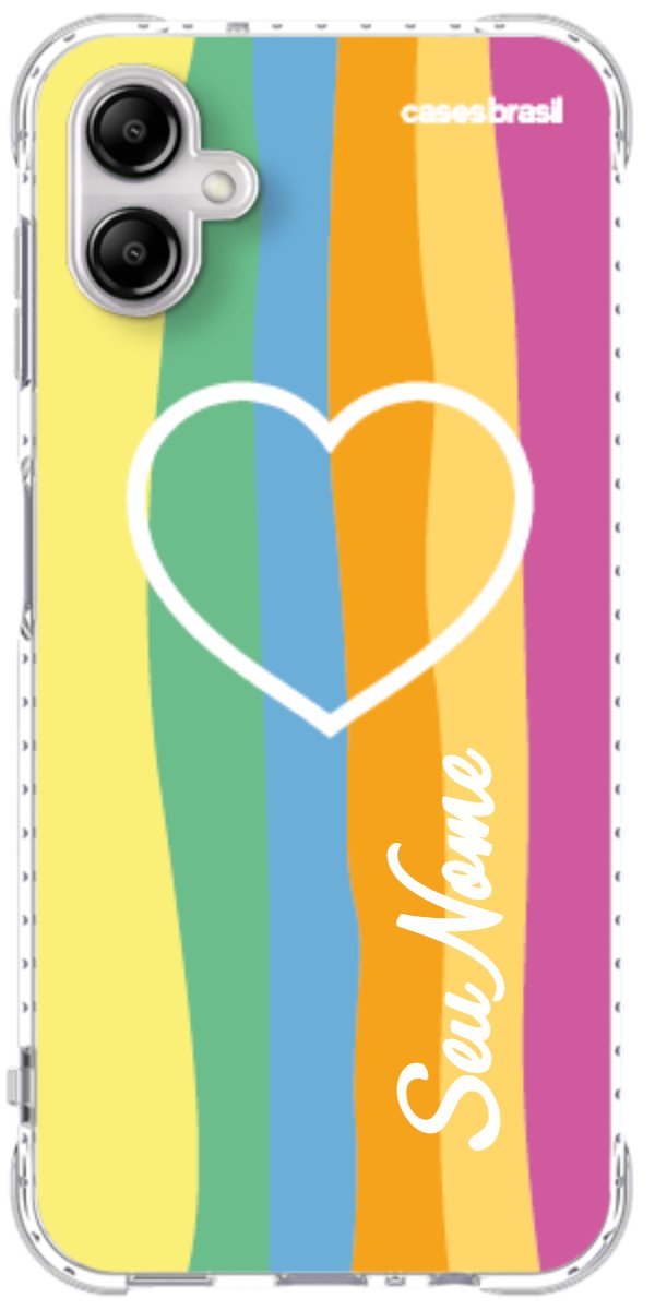 Capinha para Celular Coração delicado Arco-íris Vertical