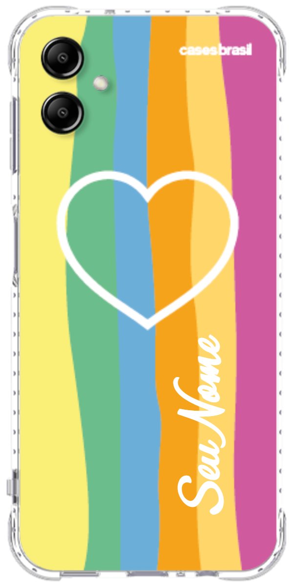 Capinha para Celular Coração delicado Arco-íris Vertical