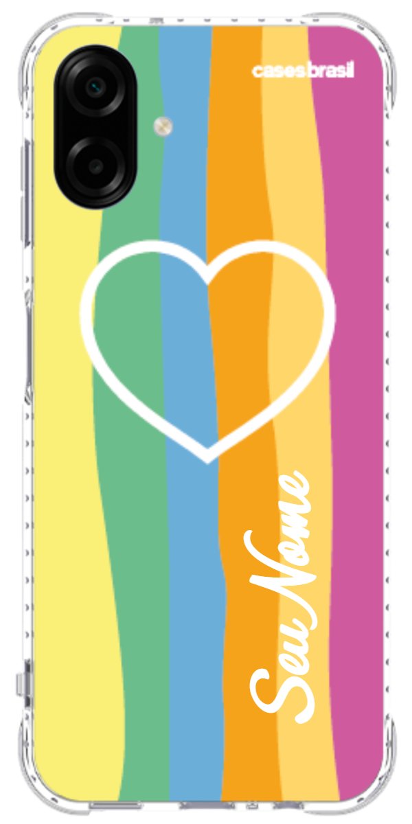 Capinha para Celular Coração delicado Arco-íris Vertical