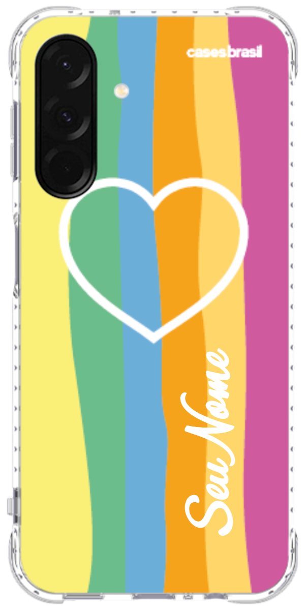 Capinha para Celular Coração delicado Arco-íris Vertical