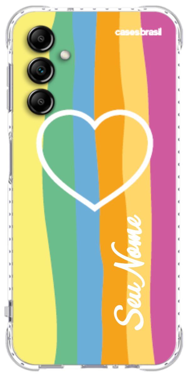 Capinha para Celular Coração delicado Arco-íris Vertical