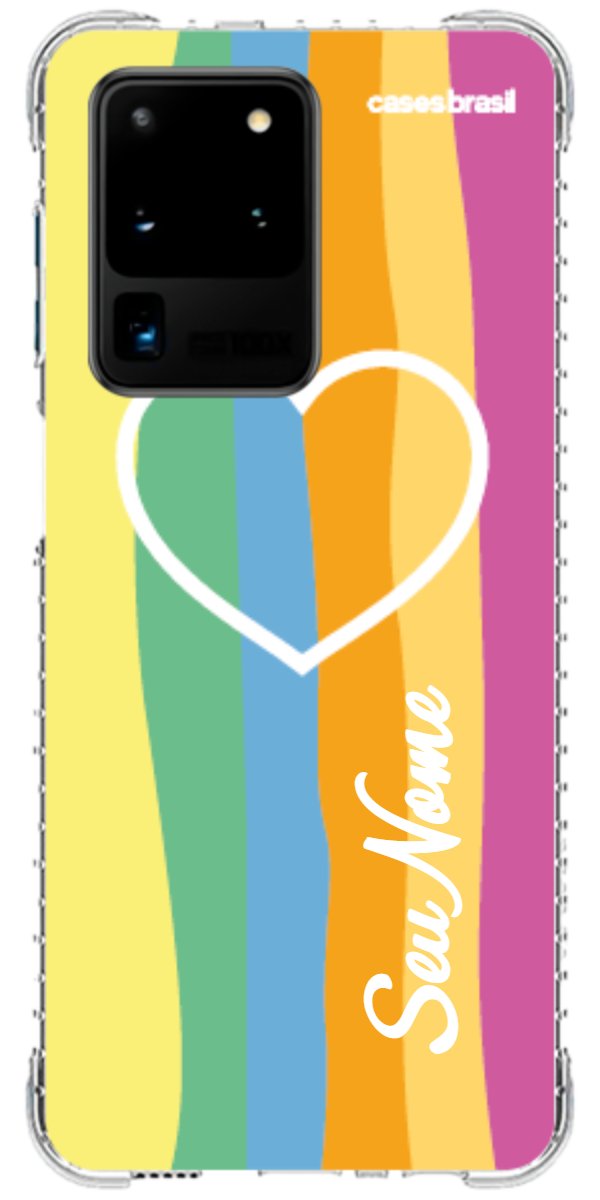 Capinha para Celular Coração delicado Arco-íris Vertical
