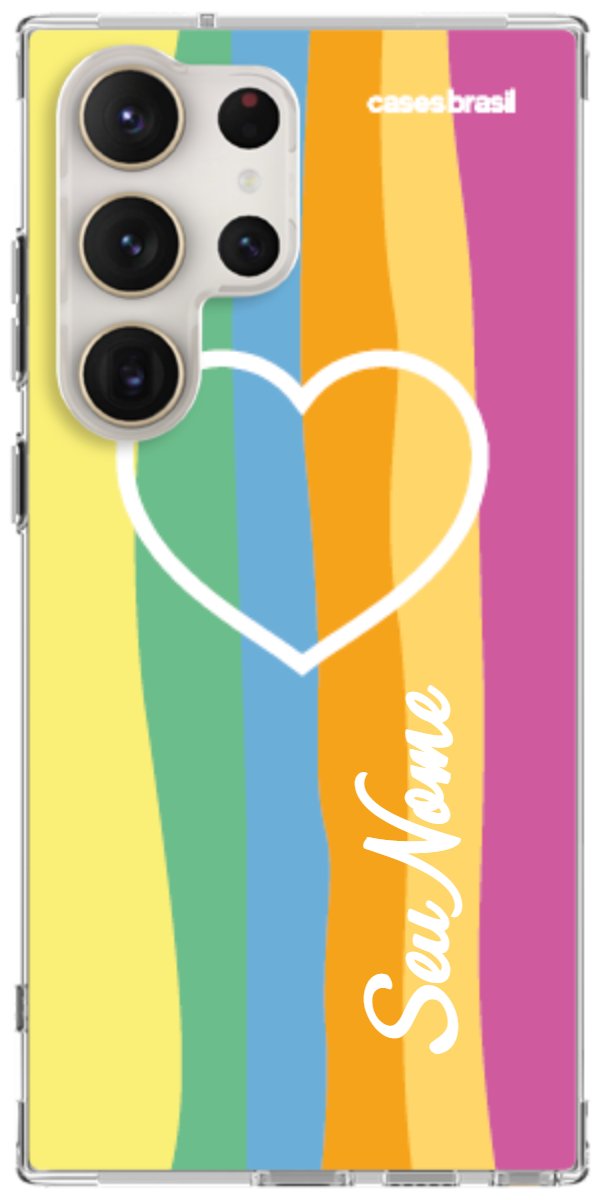 Capinha para Celular Coração delicado Arco-íris Vertical