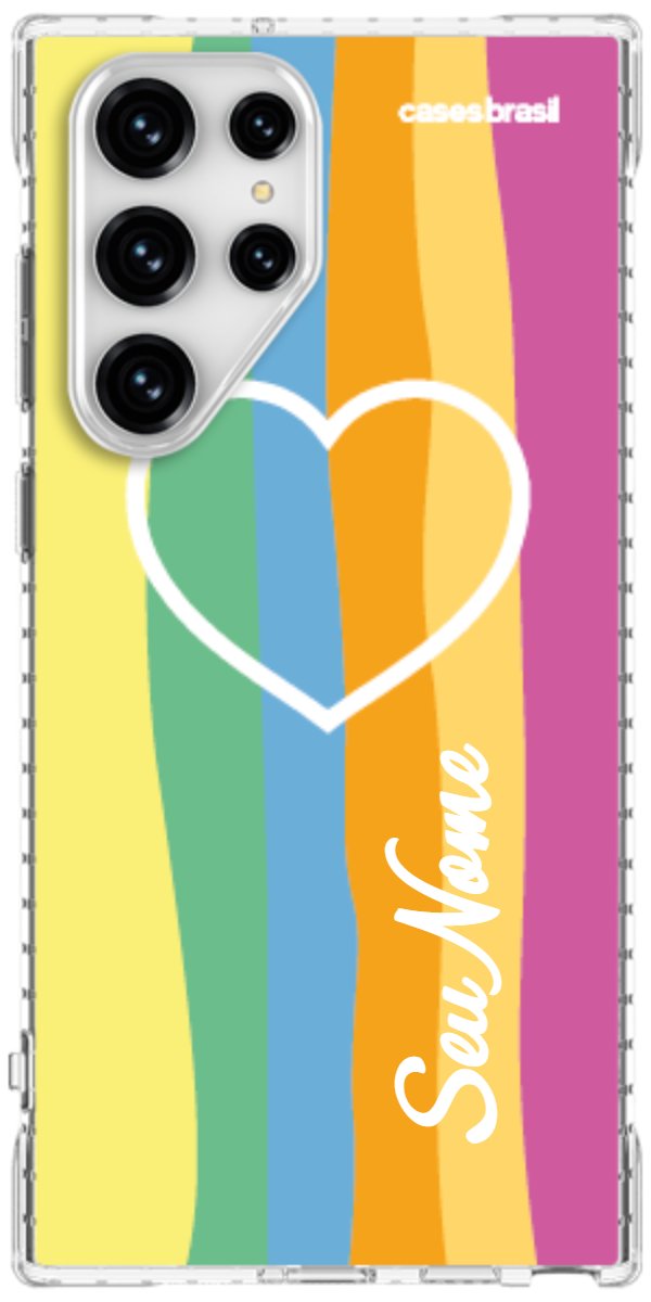 Capinha para Celular Coração delicado Arco-íris Vertical