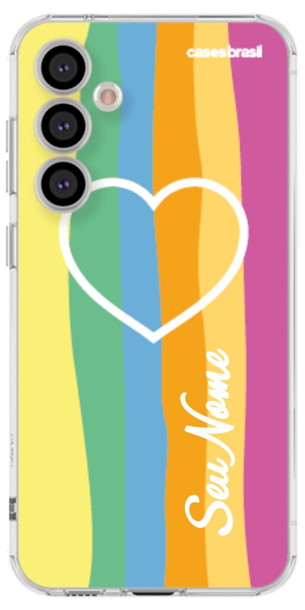 Capinha para Celular Coração delicado Arco-íris Vertical