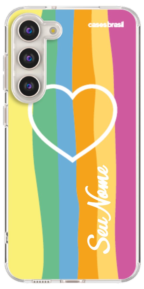 Capinha para Celular Coração delicado Arco-íris Vertical