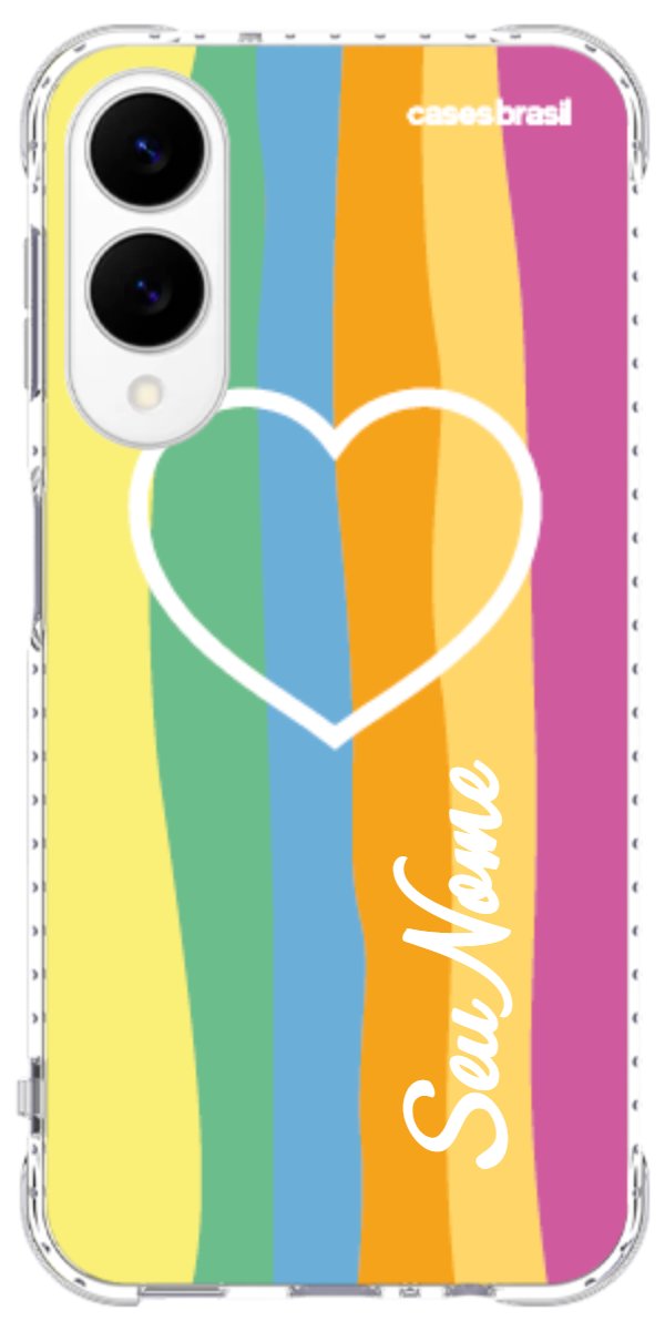Capinha para Celular Coração delicado Arco-íris Vertical