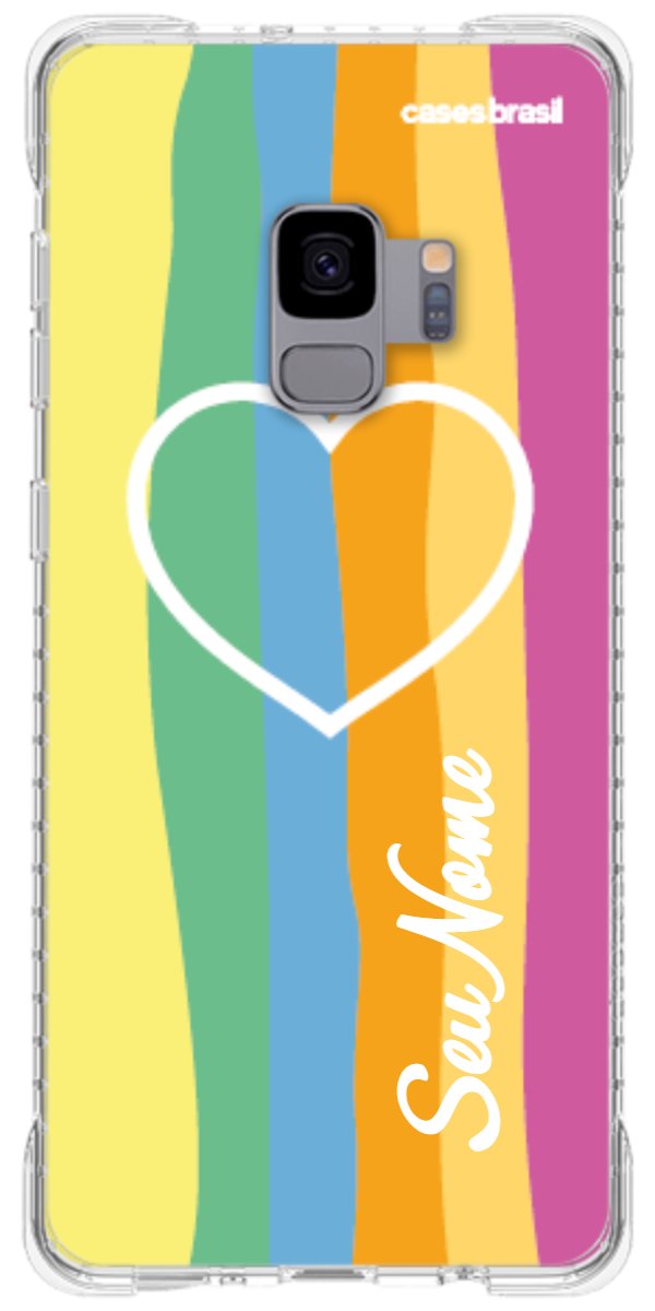 Capinha para Celular Coração delicado Arco-íris Vertical