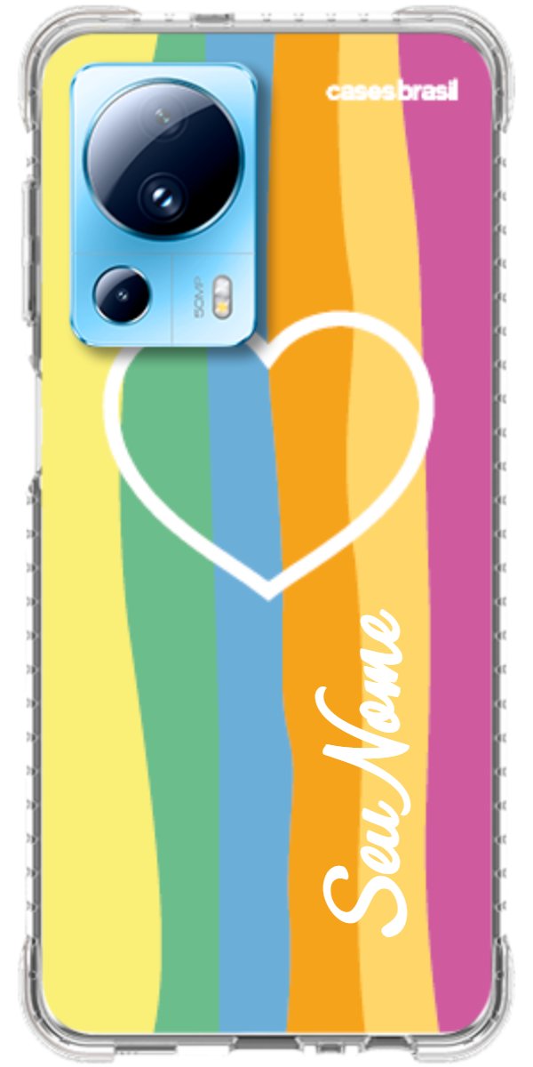 Capinha para Celular Coração delicado Arco-íris Vertical