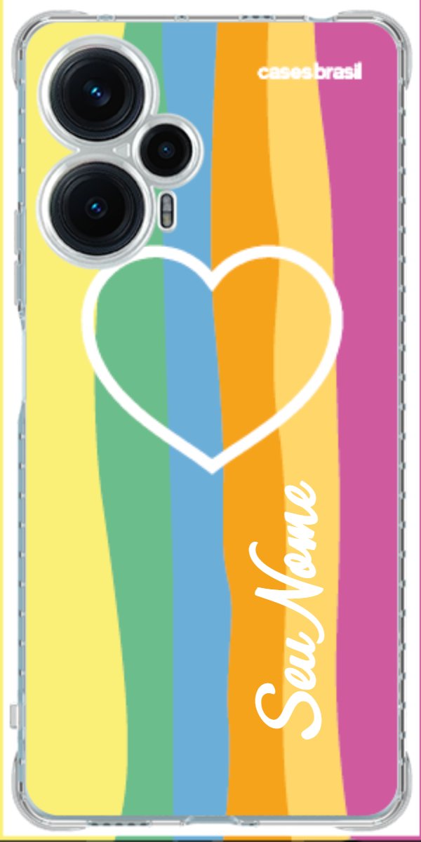 Capinha para Celular Coração delicado Arco-íris Vertical