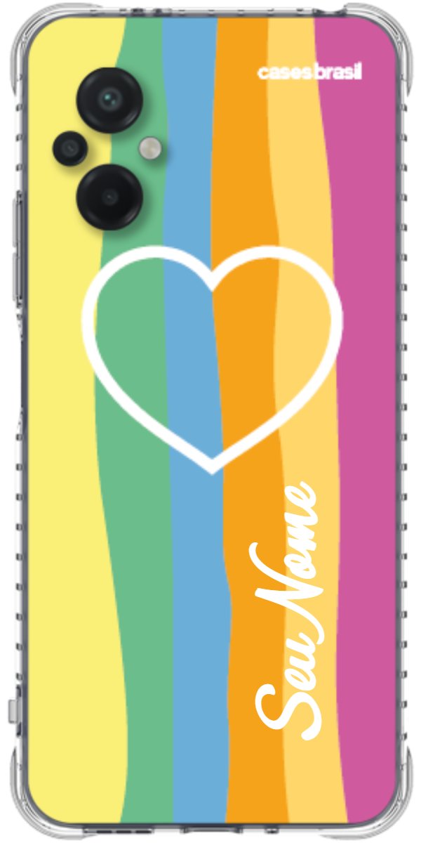 Capinha para Celular Coração delicado Arco-íris Vertical