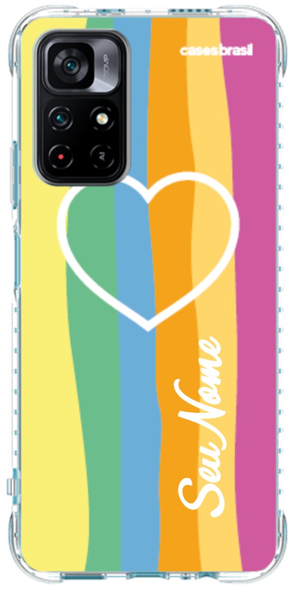 Capinha para Celular Coração delicado Arco-íris Vertical