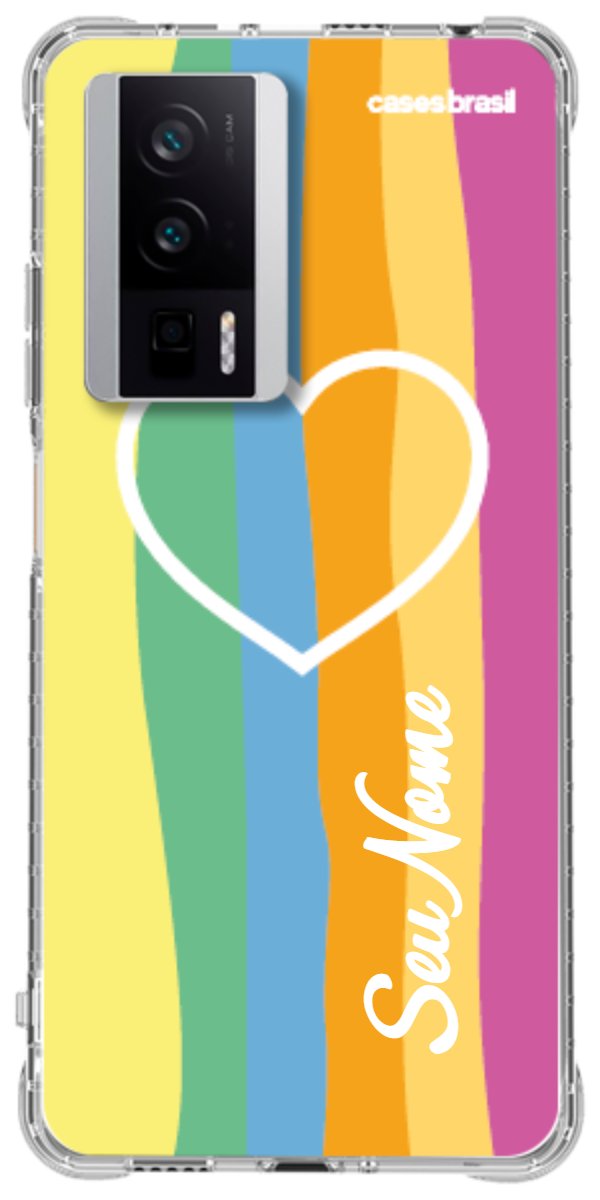 Capinha para Celular Coração delicado Arco-íris Vertical