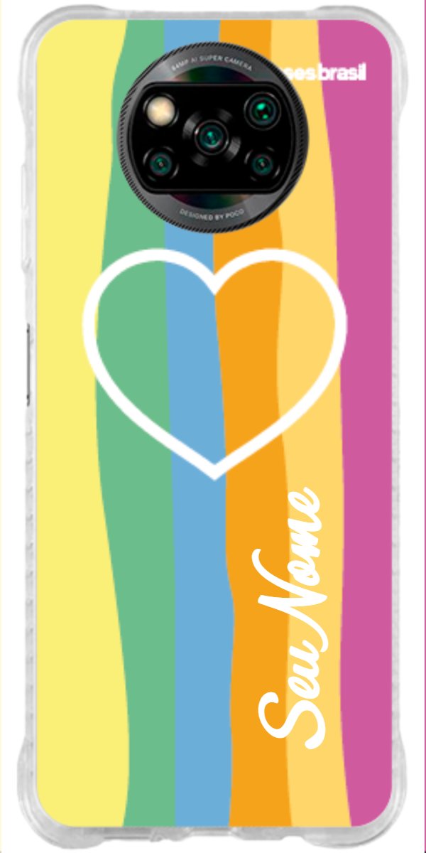 Capinha para Celular Coração delicado Arco-íris Vertical