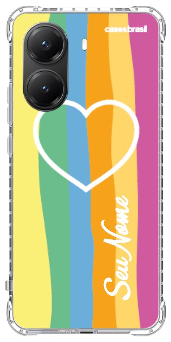 Capinha para Celular Coração delicado Arco-íris Vertical